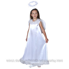 Карнавальный костюм "Белый ангел", нимб, платье, крылья, р-р 28, рост 98-104 см