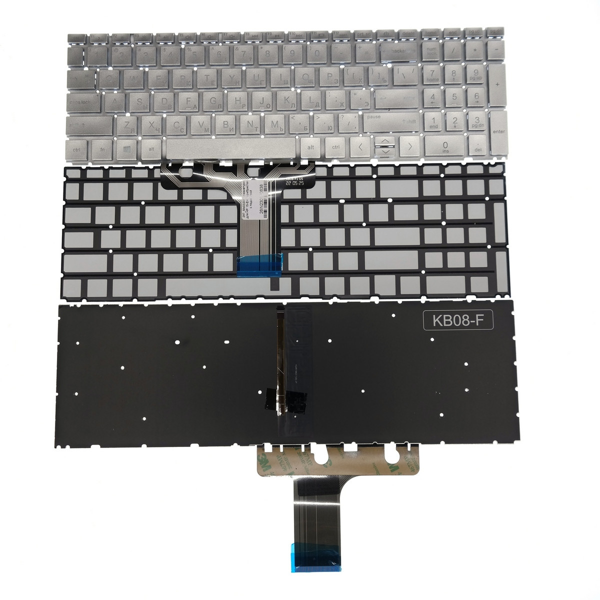 Клавиатура для HP 15-EH серебристая с подсветкой