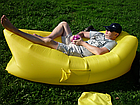 Надувной диван (Ламзак) XL 215 х 80 см. с двумя кармашками / Надувной шезлонг-лежак с сумкой и карманами Синий, фото 5