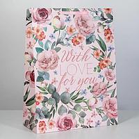 Подарочный пакет вертикальный XXL «For you» цветы 46 × 61 × 20 см