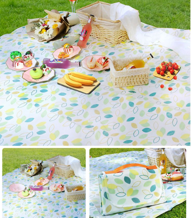 Коврик для пикника и пляжа 200 х 200 см. / Утолщенное непромокаемое покрывало - сумка для кемпинга Желтая - фото 7 - id-p208827808