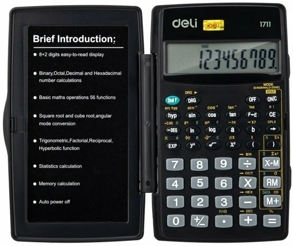 Калькулятор DELI E1711A, 8+2-разрядный, инженерный, 1 строчный - фото 1 - id-p208835065