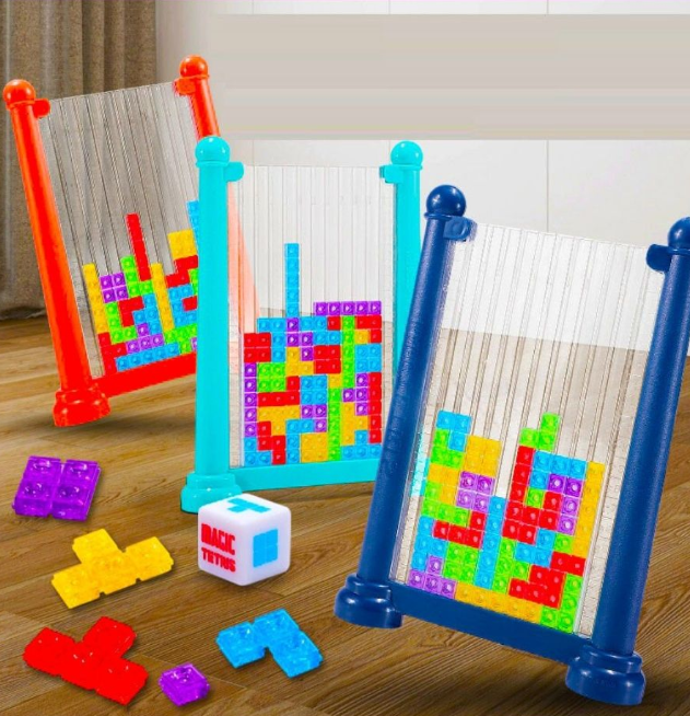 Игра - головоломка тетрис 3D 72 детали Tetris Puzzle Game в планшете / Новая настольная игра - пазл 3 Голубой - фото 4 - id-p208854616