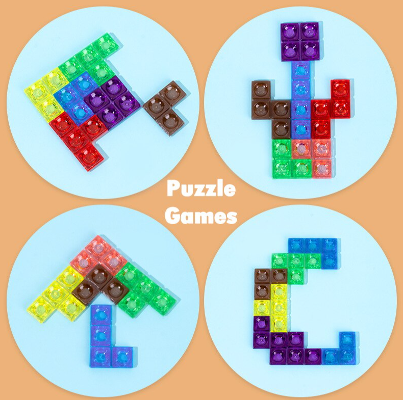 Игра - головоломка тетрис 3D 72 детали Tetris Puzzle Game в планшете / Новая настольная игра - пазл 3 Розовый - фото 9 - id-p208854617