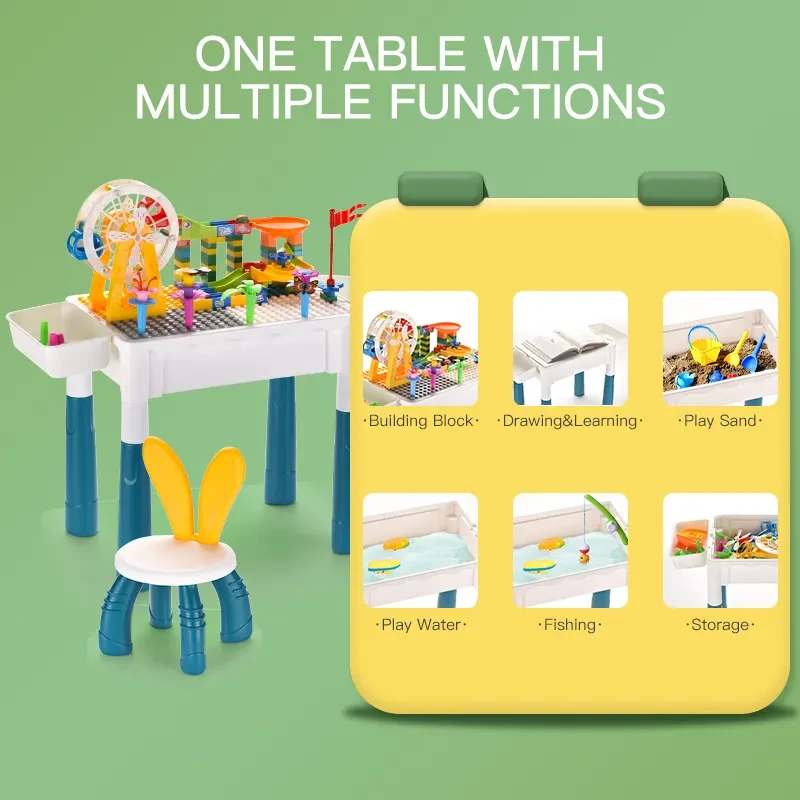Развивающий игровой стол со столом и стулом +конструктор 155 деталей - фото 3 - id-p208854679