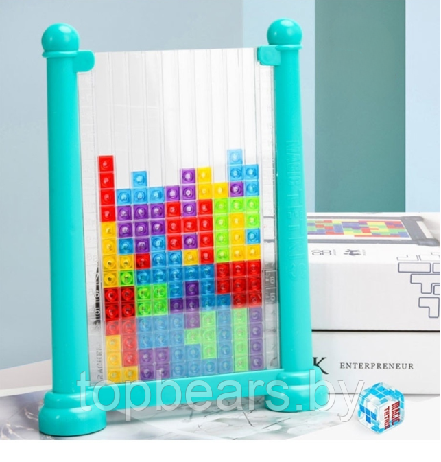 Игра - головоломка тетрис 3D 72 детали Tetris Puzzle Game в планшете / Новая настольная игра - пазл 3 Розовый - фото 2 - id-p208855241