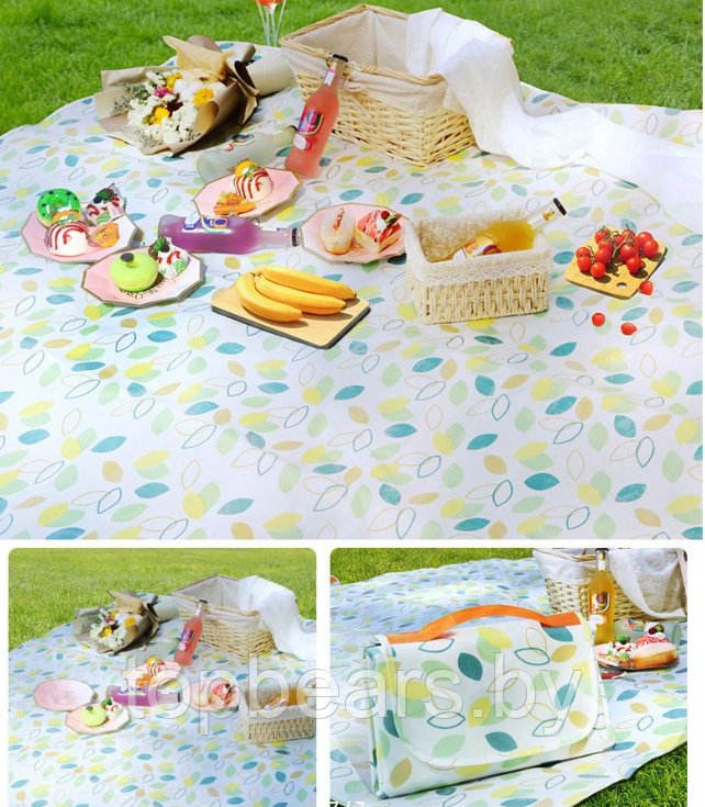 Коврик для пикника и пляжа 200 х 200 см. / Утолщенное непромокаемое покрывало - сумка для кемпинга Желтая - фото 7 - id-p208855249