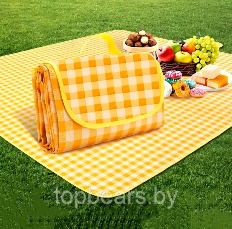 Коврик для пикника и пляжа 150 х 100 см. / Утолщенное непромокаемое покрывало - сумка для кемпинга Зеленые - фото 5 - id-p208855256