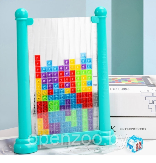 Игра - головоломка тетрис 3D 72 детали Tetris Puzzle Game в планшете / Новая настольная игра - пазл 3 Голубой - фото 2 - id-p208855353