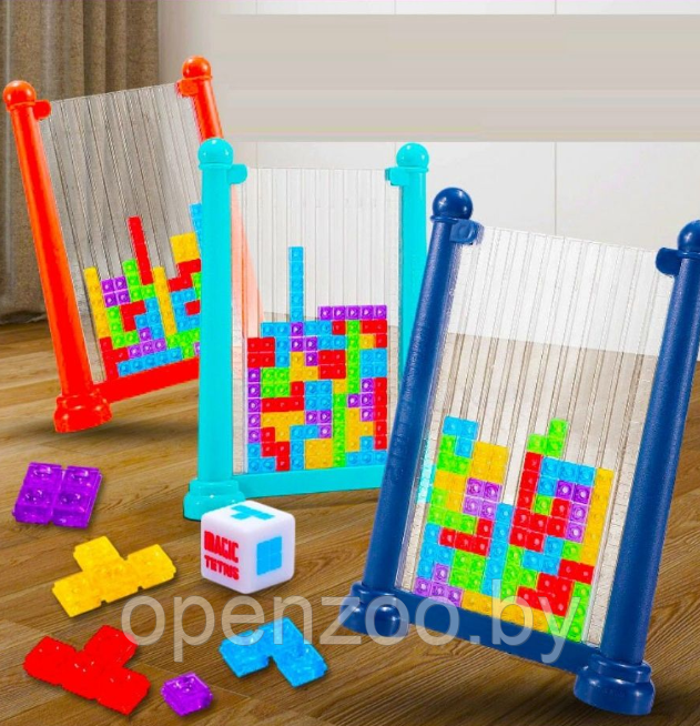 Игра - головоломка тетрис 3D 72 детали Tetris Puzzle Game в планшете / Новая настольная игра - пазл 3 Голубой - фото 4 - id-p208855353