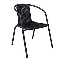 Кресло садовое VERONA, PE, иск.роттанг-черный/сталь-черная