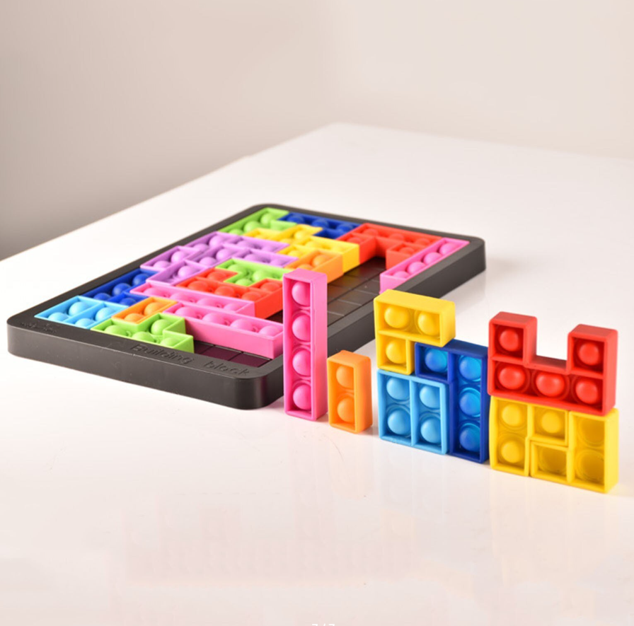 Игрушка - планшет тетрис Pop It 27 деталей Building Block / Конструктор - антистресс головоломка - фото 3 - id-p208893600
