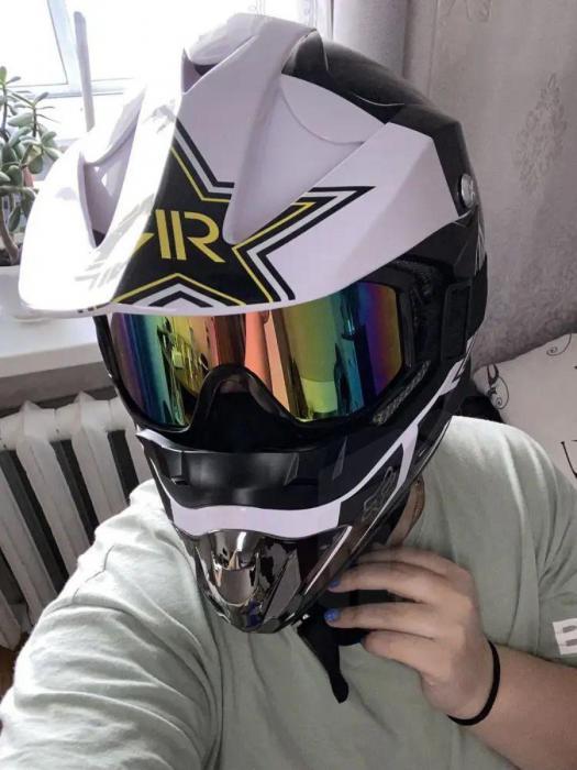 Шлем кроссовый с очками мотошлем для мотоцикла мотокросса питбайка мужской мотоциклетный спортивный - фото 8 - id-p208895667