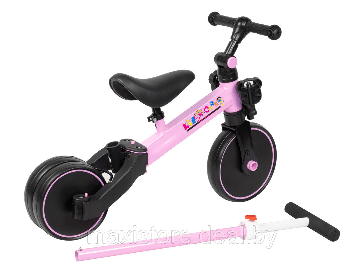 Детский велосипед-беговел с ручкой Kid's Care 003T Розовый - фото 6 - id-p208379503
