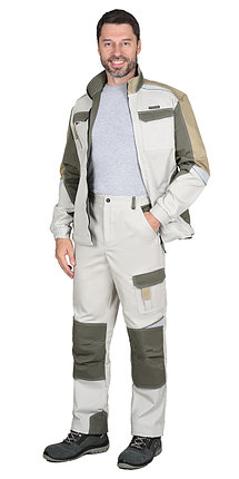 Костюм СИРИУС-КАСПИЙ куртка, брюки, молочный с оливой, песочным и СОП, фото 2