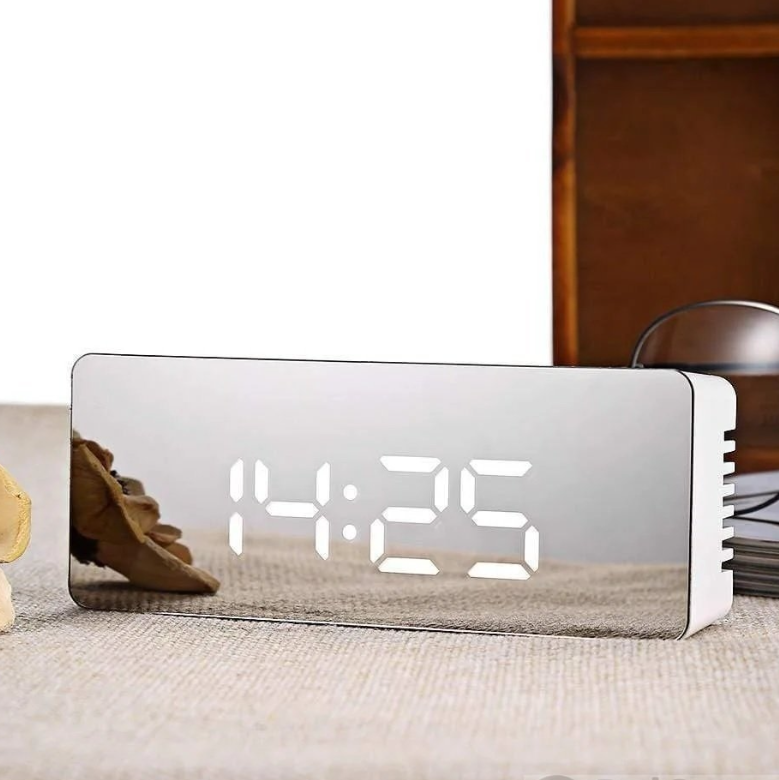Настольные зеркальные LED-часы YQ-719 (часы, будильник, термометр, календарь) - фото 4 - id-p208906158