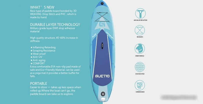 Сапборд GUETIO GT320A Ocean Inflatable Paddle Board Windwalker 10'6" - фото 5 - id-p208908829