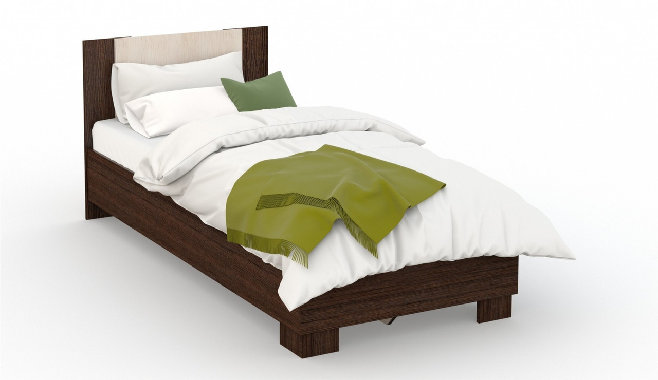 Кровать "Аврора" 90*200 с основанием венге/дуб молочный