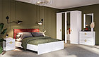 Спальня Миа Кровать 160 МИ с ламелями Белый/Золото, фото 6