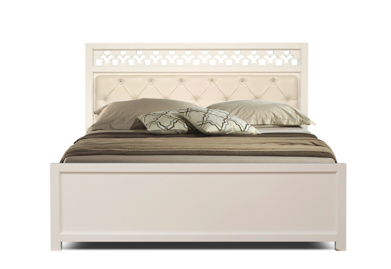 Спальня Ева Кровать 180 МИ с ламелями Белый/Золото