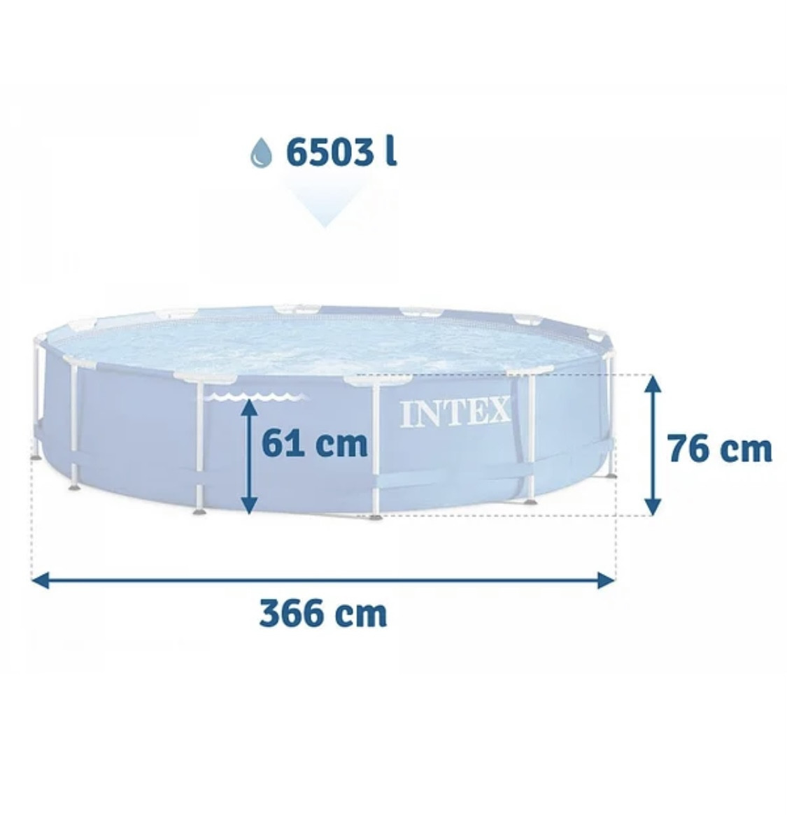 Каркасный бассейн Intex 366х76 см с фильтр насосом Metal Frame 28212 - фото 2 - id-p208914442