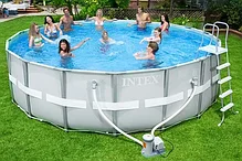 Каркасный бассейн Intex 549х122см 26732 +фильтр-насос, лестница, тент, подложка, фото 3