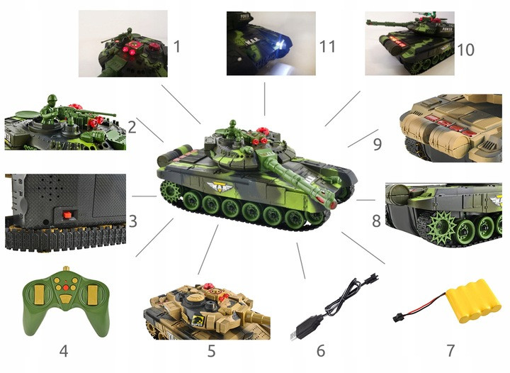 Танковый бой, танк на радиоуправлении, свет, звук, пульт управления, аккумулятоор - фото 3 - id-p208916563
