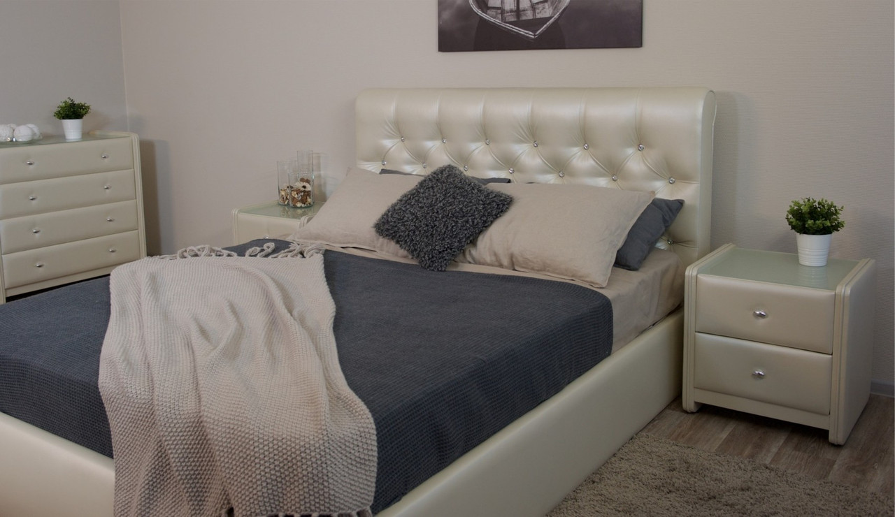 Мягкая кровать Беатриче с подъемником 140х200 кожзам Pearl Shell - фото 6 - id-p208918173