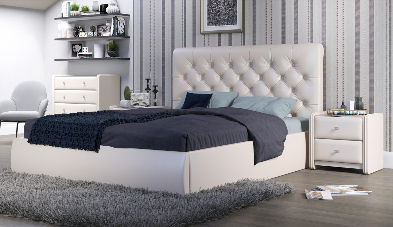 Мягкая кровать Беатриче с подъемником 160х200 кожзам Pearl Shell - фото 3 - id-p208918175