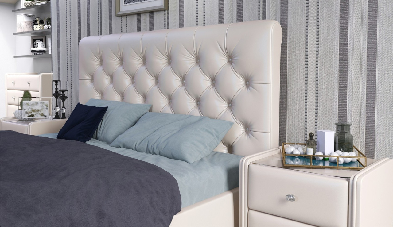 Мягкая кровать Беатриче с подъемником 160х200 кожзам Pearl Shell - фото 5 - id-p208918175