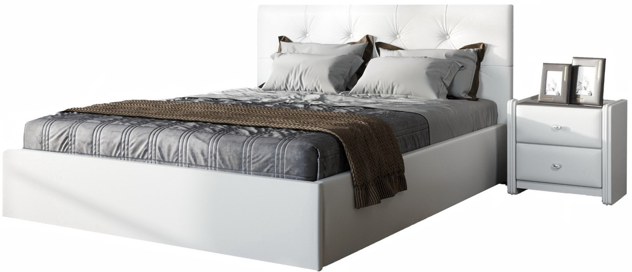 Мягкая кровать Женева 160 Texas white с пуговицами подъемник - фото 1 - id-p208918182