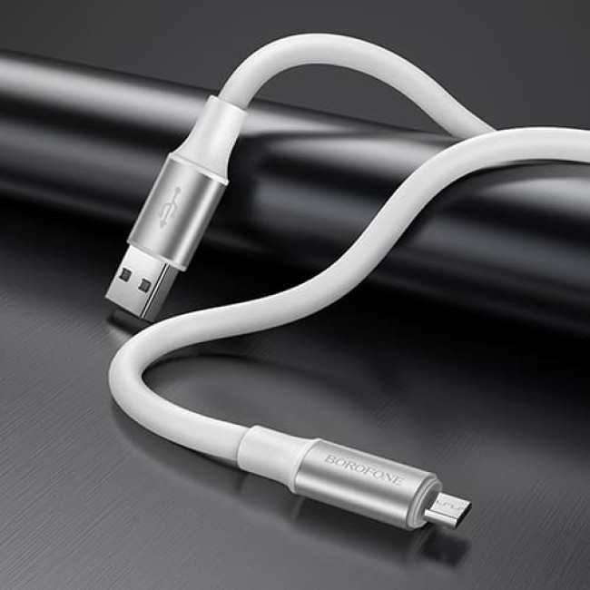 USB кабель Borofone BX82 Bountiful MicroUSB длина 1 метр (Белый) - фото 5 - id-p208926897