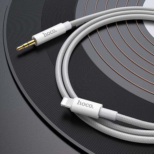 Аудио-кабель AUX c Lightning на 3.5mm Hoco UPA19 Серебристый - фото 5 - id-p208926973