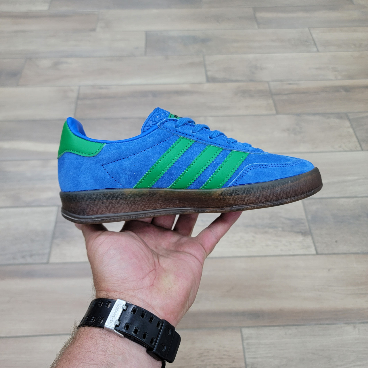 Кроссовки Wmns Adidas Gazelle Indoor Blue Green - фото 2 - id-p208929956