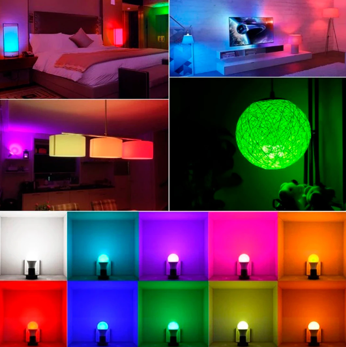 Умная светодиодная лампа LED RGBW BUIB 9W цоколь Е27 с пультом дистанционного управления (16 цветов, 25000 час - фото 7 - id-p208930068
