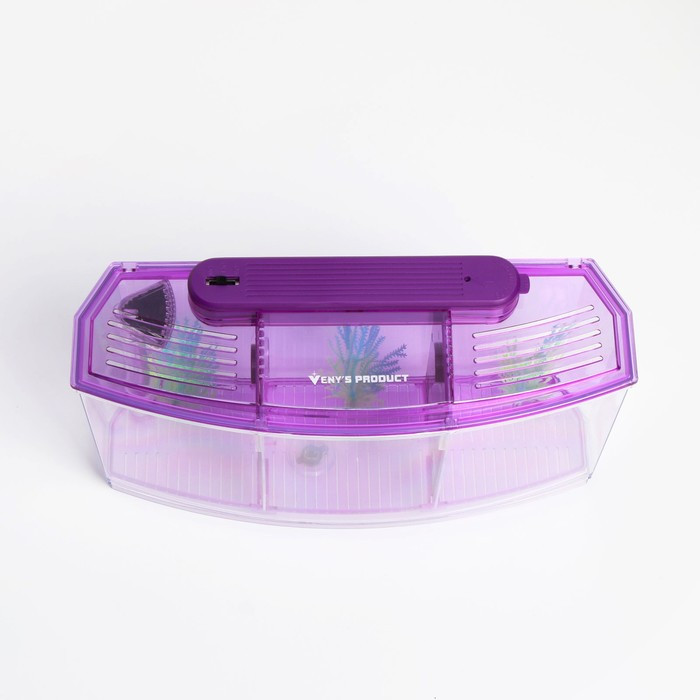 Аквариумный набор трехсекционный, с подсветкой LED, 2,55 л, фиолетовый - фото 3 - id-p208930370