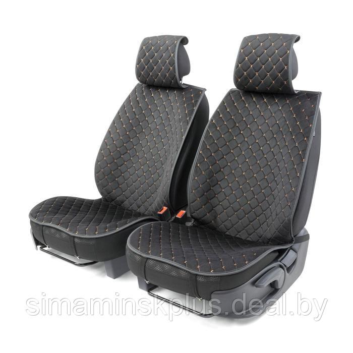 Накидки на передние сиденья Car Performance, 2 шт, алькантара, ромб, черный-бежевый - фото 1 - id-p208930584