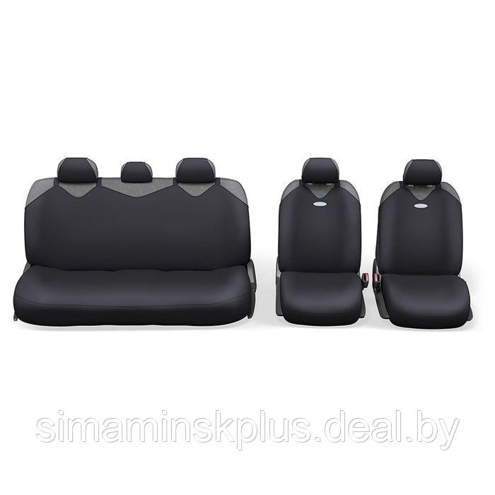 Чехол-майка AUTOPROFI R-1 SPORT PLUS R-902P BK, закрытое сиденье, полиэстер, 9 предметов, цвет чёрный - фото 2 - id-p208930679