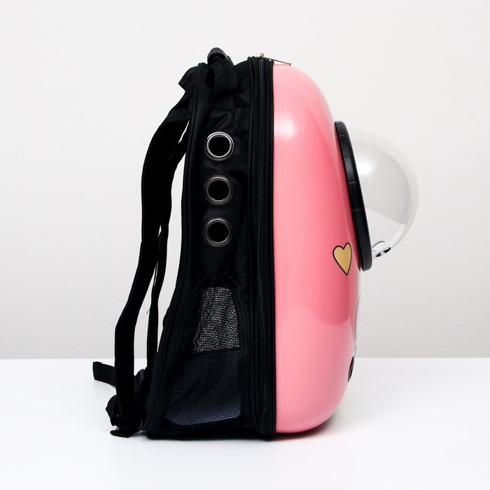 Рюкзак для переноски животных "Кот учёный", с окном для обзора, 32 х 25 х 42 см, розовый - фото 2 - id-p208930437