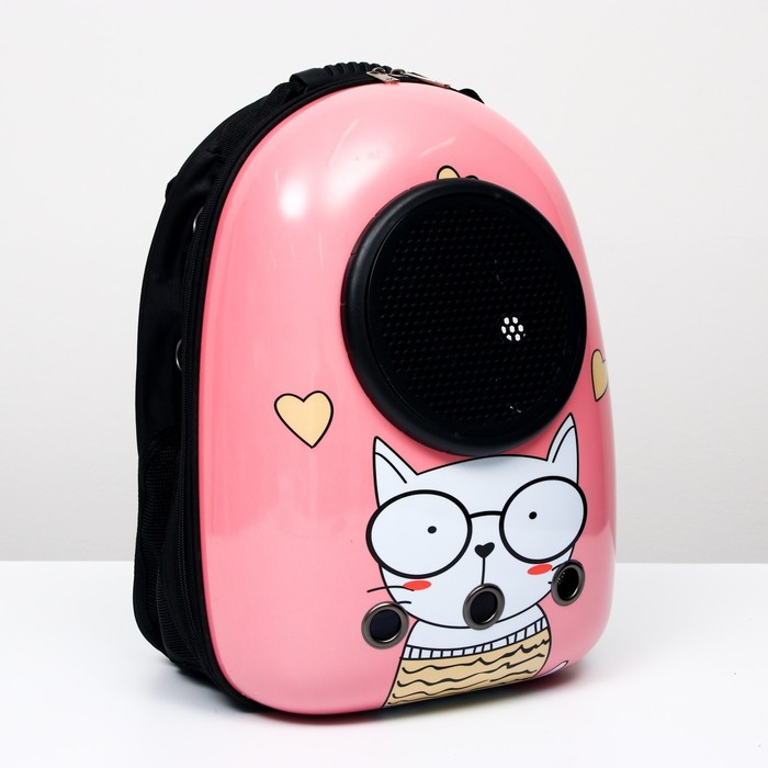 Рюкзак для переноски животных "Кот учёный", с окном для обзора, 32 х 25 х 42 см, розовый - фото 8 - id-p208930437