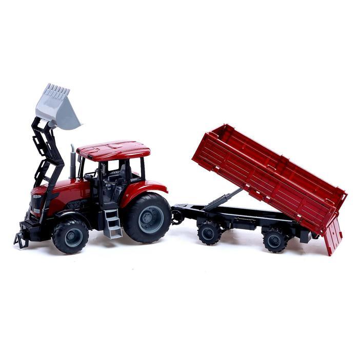Трактор инерционный «Фермер» с прицепом и сменными ковшами, цвет бордовый - фото 3 - id-p208931518