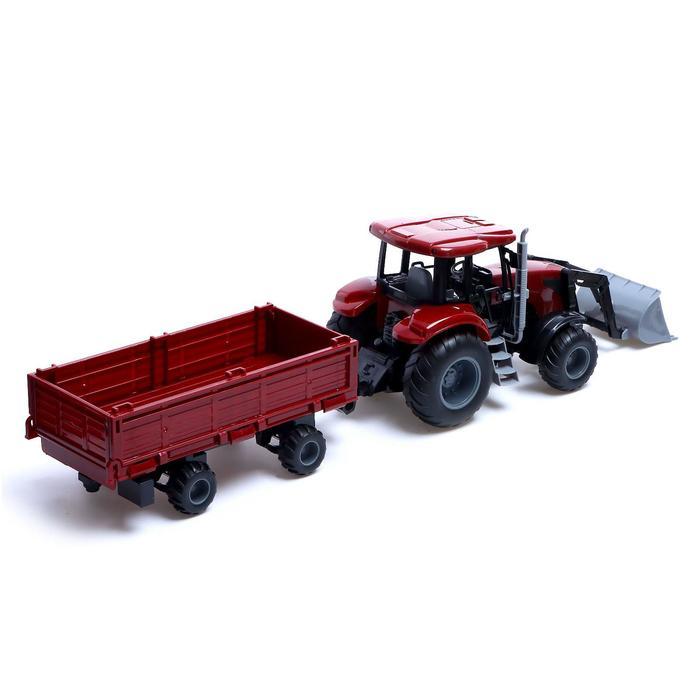 Трактор инерционный «Фермер» с прицепом и сменными ковшами, цвет бордовый - фото 4 - id-p208931518