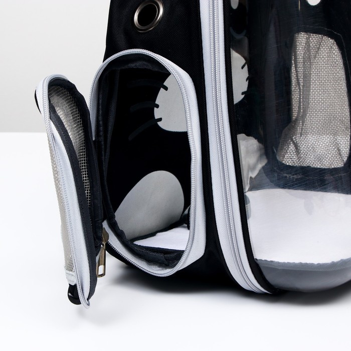 Рюкзак для переноски животных "Котик", прозрачный, 34 х 25 х 40 см, чёрный - фото 5 - id-p208930438