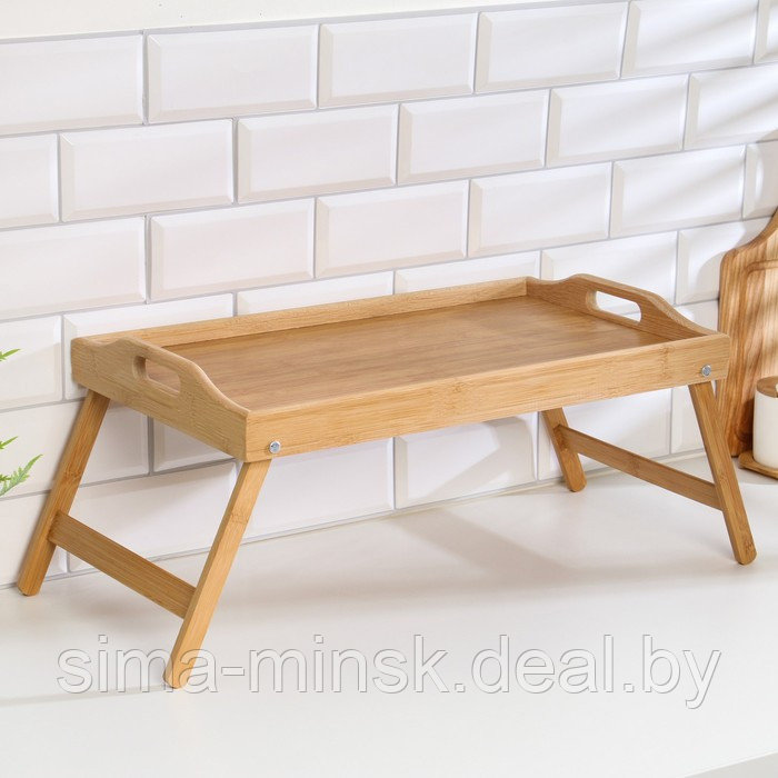 Столик - поднос для завтрака с ручками, складной, бамбук - фото 6 - id-p208932086