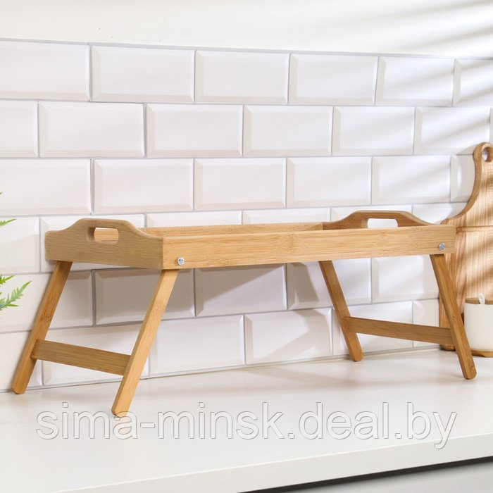 Столик - поднос для завтрака с ручками, складной, бамбук - фото 7 - id-p208932086