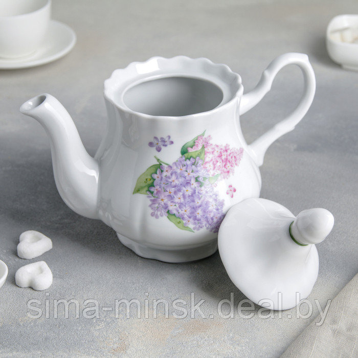 Чайник «Сирень», 800 мл, цвет белый - фото 2 - id-p208933099