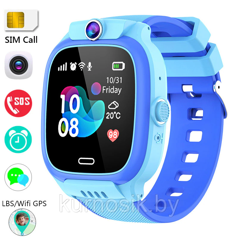 Смарт часы для детей Smart Watch с GPS и видеокамерой Y31 голубые - фото 1 - id-p208934355