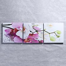 Часы настенные, модульные, серия: Цветы, "Орхидеи", 35х110  см