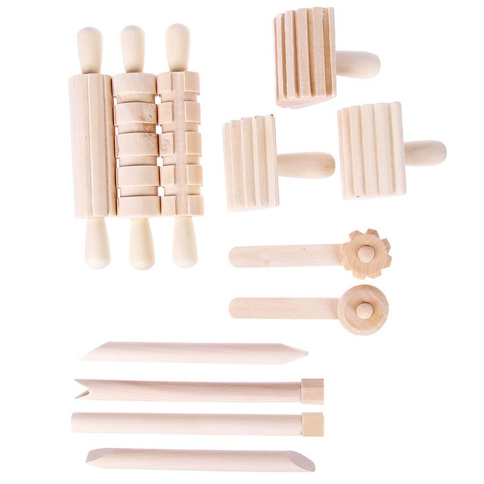 Деревянный набор инструментов для лепки, 12 шт., 19 × 6,5 × 7,5 см - фото 1 - id-p208937371