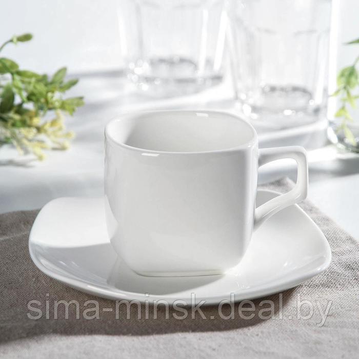 Чайная пара фарфоровая Wilmax Ilona, 2 предмета: чашка 200 мл, блюдце d=14,5 см, цвет белый - фото 1 - id-p208933356